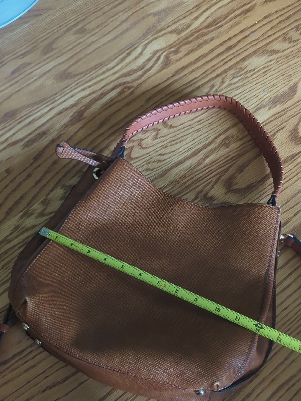 Elegant Brown Leather Tote Handbag Crossbody Bag - Picture 5 of 7